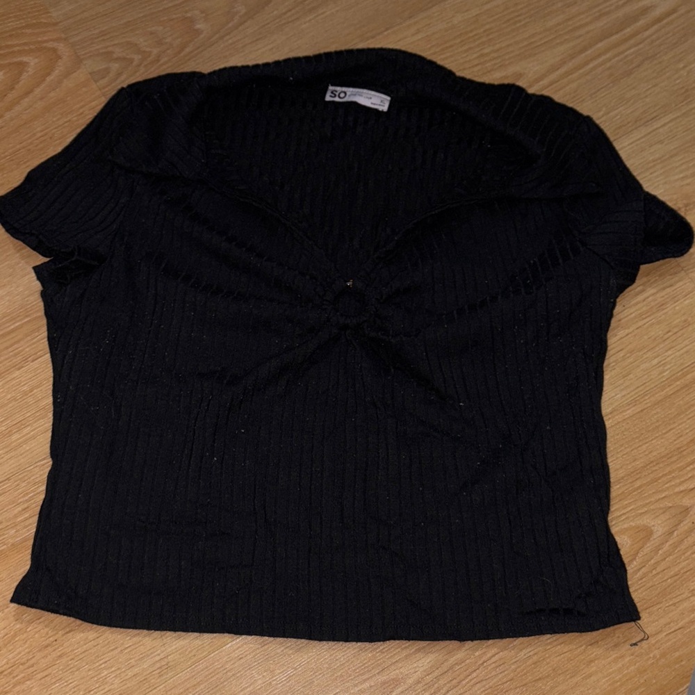 SO Black Ribbed Women's Blouse